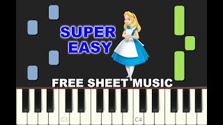 ALICE IN WONDERLAND Disney 1951 SLOW Piano Tutorial with free Sheet Music pdf [upl. by Atiek]