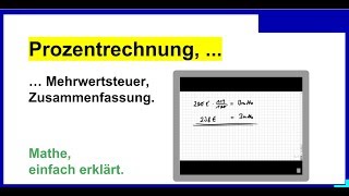 Prozentrechnung Mehrwertsteuer Zusammenfassung Klasse7 Teil3 [upl. by Airdnna]