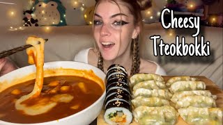 Spicy Cheese Tteokbokki MUKBANG 떡볶이 Vegan No Talking [upl. by Auvil]