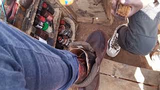 Relaxing BOOT POLISH Brown boots get a shoe shine [upl. by Ahsar]