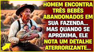 HOMEM ENCONTRA TRÊS BEBÊS ABANDONADOS EM SUA FAZENDA… MAS QUANDO SE APROXIMA ELE NOTA UM DETALHE [upl. by Odnomra]