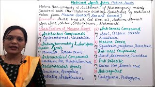 Class 113  Medicinal Agents from Marine Source  Marine Drugs Marine Pharmacognosy Part 01 [upl. by Blane]