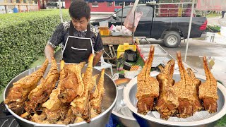 Sold out Fast  Amazing Deep Fried Crispy Pig Tail and Meat  Thai Street Food [upl. by Adamo728]