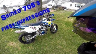 Shinko 705 on a DRZ400sm first impressions [upl. by Idnahk735]