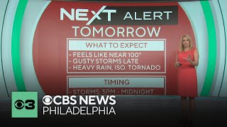 Dry heat lingers in Philadelphia tracking storms chance for an isolated tornado Wednesday [upl. by Teerprug941]