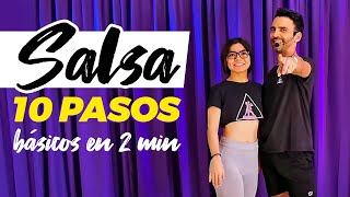 10 pasos básicos de salsa en 2 minutos ¿Bailas salsa ¡Inténtalos con tu pareja [upl. by Arundell]