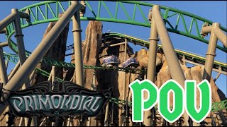 Coaster POV Primordial at Lagoon Front Row with Owl Drop Track Ending [upl. by Willy]