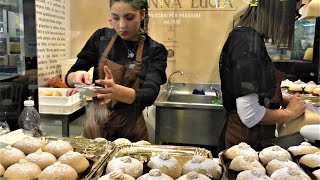 Italy Street Food Tette delle Monache Tasty Creamy Sweets Artigiano in Fiera Milano [upl. by Etteinotna]