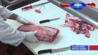 How to Cut Cowboy RibEye Steaks  South Shore Meats [upl. by Mauro445]