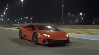 Lamborghini Huracan EVO Arancio Xanto Driving Racetrack By Night [upl. by Rovert]