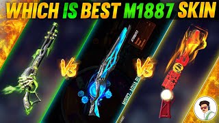 WHICH IS BEST M1887 SKIN  AQUA BURST M1187 VS ONE PUNCH MAN  AQUA BURST VS HAND ON HOPE M1887 [upl. by Stouffer]