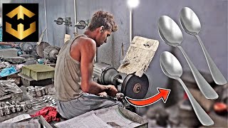 Table Spoons Making in Factory Process  How to make Spoon in mass Production [upl. by Feldman]