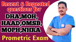 Recent and Repeated questions for DHA MOH HAAD OMSB MOPH NHRA Prometric Exam prometricexam [upl. by Harley]