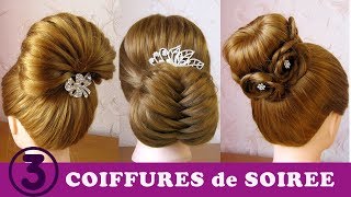 Tuto coiffures de soiréemariage 🌟 3 chignons simples cheveux longs 🌟 facile à faire [upl. by Cir]