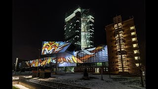 Luminale 2018 in Frankfurt aM  Lightshow an der EZB [upl. by Anhcar]