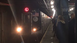 BMT Canarsie Line L Trains  Bedford Avenue during Station Renovation R143 R160A1 [upl. by Davy]