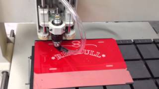 Vanguard 7200 engraving machine Red Bull license plate New [upl. by Hsirt]