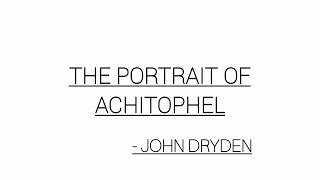 The Portrait of Achitophel  John Dryden  LITERATURES OF THE ENGLISH REVOLUTIONENLIGHTENMENT [upl. by Nady]