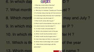 Quiz on Calendar  Calendar for grade 2 maths  Grade 2 Maths worksheet worksheets maths [upl. by Vogele]