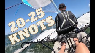 Sailing Hobie Tandem Island in 2025 knots of wind We see white caps and go for them [upl. by Waring]