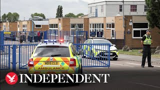 Emergency services attend scene of reported stabbing in school in Tewkesbury [upl. by Enej]