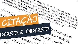 COMO FAZER CITAÇÃO DIRETA E INDIRETA [upl. by Elena]