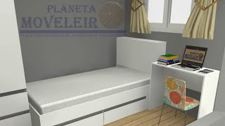 Quarto de Solteiro Pequeno Planejado  Planeta Moveleiro [upl. by Douglas]