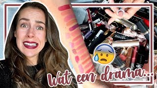 HONDERDEN LIPSTICKS WEG DOEN 😱  MAKEUP STASH OPRUIMEN amp ORGANISEREN [upl. by Elocal]