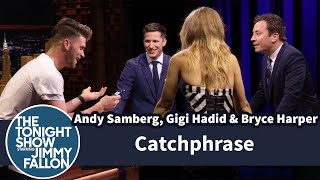 Catchphrase with Andy Samberg Gigi Hadid and Bryce Harper [upl. by Melena137]