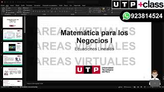 🔴 S05 Ecuaciones lineales  Matemática para los Negocios I UTP SEPTIEMBRE 2024 923814524 [upl. by Light]