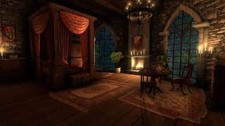 Cozy Old Castle Room with Rain amp Fireplace Sounds for 12 hours [upl. by Edsel]