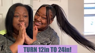 TURN 12 INCH HAIR INTO A 24 INCH PONYTAIL  TIFFVNYBLUE [upl. by Sandy]