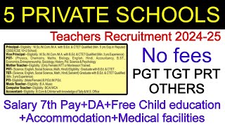 5 TOP SCHOOLS TEACHERS RECRUITMENT  ONLINE INTERVIEWAttractive SalaryPerks NO AGEApply by Email [upl. by Hnad738]