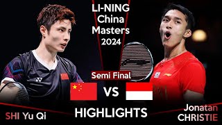 SEMI FINAL  SHI Yu Qi CHN vs Jonatan CHRISTIE INA  China Masters 2024 Badminton [upl. by Nosreh]