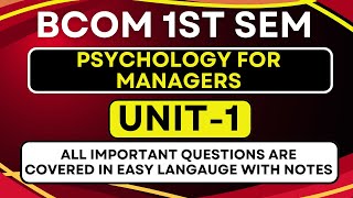 IMPORTANT QUESTIONS OF PSYCHOLOGY FOR MANAGERS BCOM psychology importantquestions exam [upl. by Derina]