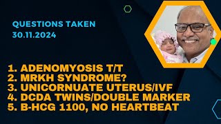 Questions Taken 29112024 1 Adenomyostt2 MRKH syndrome3 Unicornuate uteru 4 twins5 hcg 1100 [upl. by Leterg]