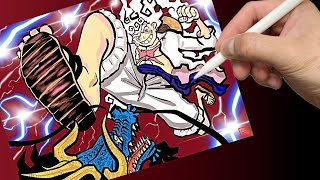 Epic Speed Drawing Luffy Gear 5 Vs Kaido Dragon form  One Piece [upl. by Sean]