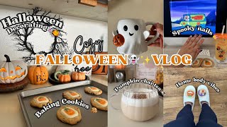 COZY🍂🎃AUTUMN VLOG AS A HOME BODY  HALLOWEEN DECORATING BAKING FALL COOKIES SPOOKY NAILS 💅 cozy [upl. by Engis]