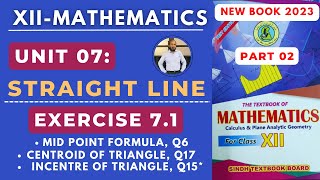 XII Maths  Unit 07  Ex 71  Part 02  Straight Line  New Book Sindh TextBook Board [upl. by Oinoitna]