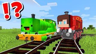 JJ and Mikey Become Thomas the Train CHALLENGE in Minecraft  Maizen Minecraft [upl. by Imhsar]