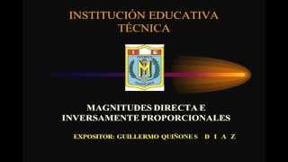 MAGNITUDES DIRECTA E INVERSAMENTE PROPORCIONALES MATEMÁTICA [upl. by Llenyt]