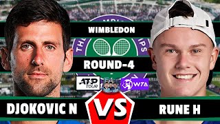 N Djokovic vs H Rune Wimbledon 2024 GAMEPLAY round4 Djokovic Rune tennis wta atp AOTENNIS2 [upl. by Anavas889]