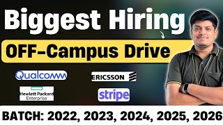 Biggest Hiring  Off Campus Drive 2022 2023 2024 2025 2026 BATCH  Qualcomm HPE UBS Hiring [upl. by Uwton]