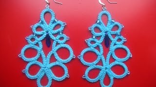 15 TUTORIAL ORECCHINI PERLE CHIACCHIERINO AD AGO EARRINGS NEEDLE TATTING Frivolitè Encaje фриволите [upl. by Gawain]