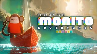 Monito Adventures  Pixel Art Short Film Animation Blender [upl. by Dugaid272]