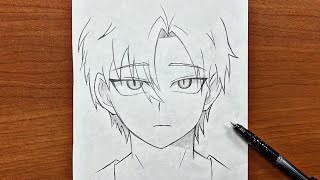 How to draw anime boy stepbystep  anime drawing tutorial [upl. by Trey]