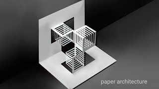 3D geometrical paper architecture  paper folding architecture stepbystep kirigami paper model [upl. by Aerdnat]