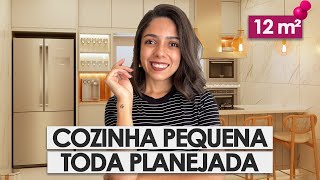 SOLUÇÕES PARA COZINHA PLANEJADA PEQUENA DE 12m² COM PENÍNSULA [upl. by Aikkan806]