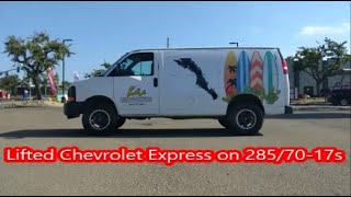 Lifted Chevrolet Express  GMC Savanna suspension lift kit Boulder Off Road Vans  Eseries lifts [upl. by Mapes]