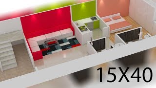 15X40 House plan 3d view by nikshail [upl. by Lali454]